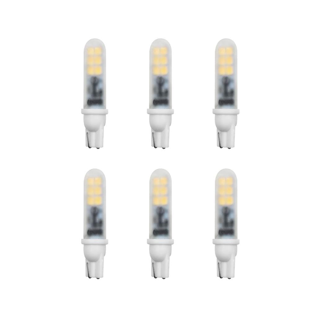 Makergroup T5 T10 Wedge Base LED Light Bulbs 12VAC/DC 2Watt Cool White 6000K for Outdoor Landscape Lighting Deck Stair Step Path Lights and Automotive RV Travel Tailer Lights 6-Pack