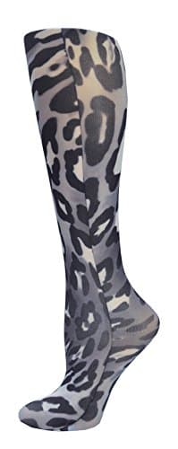 Blue Jay Grey Leopard Light Compression Knee Hi Socks 8-15 mmHg, Fits Women's Shoe Size 5-11, Ultra Sheer Latex-Free Compression Socks, Improve Circulation Giving Your Legs Relief They Need