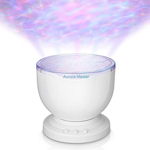 Kingcenton Multicolor Ocean Wave Night Light Projector and Music Player, 12 LED, BLUE, RED, GREEN, MULTICOLOR Changing, MP3 iPhone Speaker LED Lamp for Baby Kids Bedroom [Auto Shut Down After 1h]