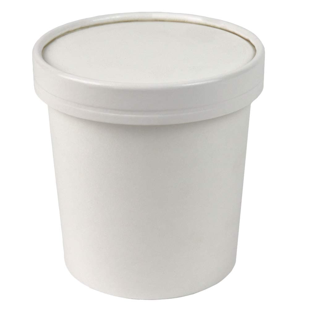 16 oz Pint Freezer Containers And Lids - Compostable Eco Friendly Paper Cups - With Non-vented Lids To Prevent Freezer Burn Perfect For Ice Cream! Frozen Dessert Supplies - 250 Count