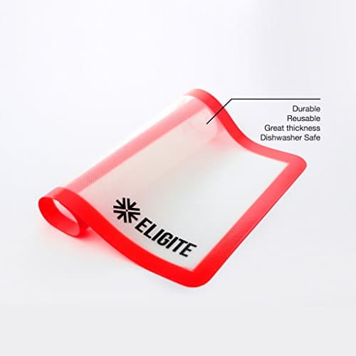 Silicone Baking Mat Sheet by Eligite - 16.5" x 11" - Non-Stick, Heat-Resistant Oven Mat - Mess-Free Food Prep - Perfect Results &amp; Reduce Cleanup Baking Sheet, comes with a FREE ebook!