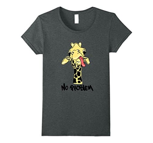 Womens Giraffe - No problem Shirt XL Dark Heather