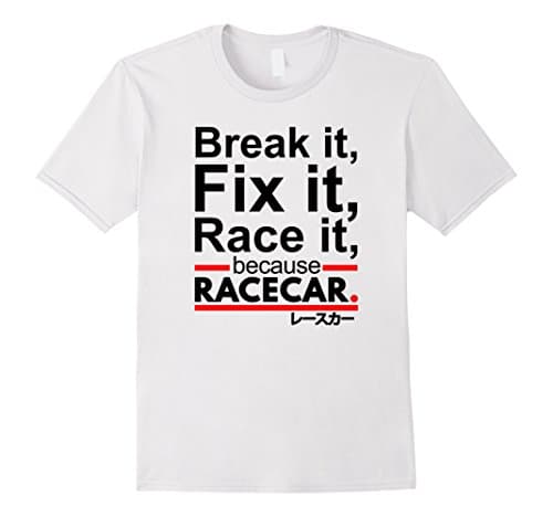 Mens Because Racecar - Auto Racing Shirt Medium White