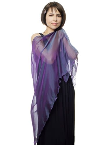 Lena Moro TRIANGULAR SHAWLS Purple, Pink 100% Silk Iridescent Chiffon