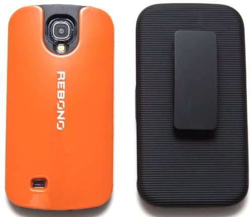 REBONO Protective Polycarbonate Shell Holster Combo Case With Belt Clip & Screen Protector For Samsung Galaxy s4 S IV Fits All Models (FIERY ORANGE)