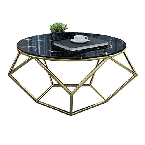 CSQ Marble Coffee Table, Household Round Sofa Table Gold Iron Art Dining Table Leisure Decoration Reading Table Side Table Furniture (Color : C)