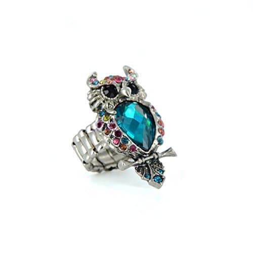 Twinkle Crystal Metal Ring - Owl (Multicolor)