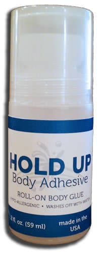 Hold Up Body Roll-On Adhesive Applicator 2 oz. Bottle Hypo-Allergenic and Safe For All Skin Anywhere on Your Body, Use For Wigs, Stockings, Prosthetics (3 Pack)