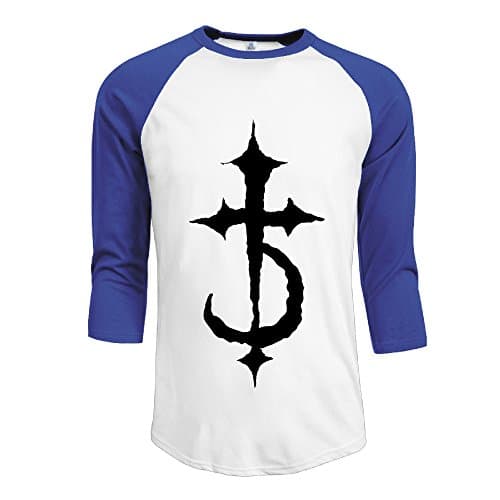 Mens DevilDriver 100% Cotton 3/4 Sleeve Athletic Raglan Sleeves T-Shirt RoyalBlue US Size L