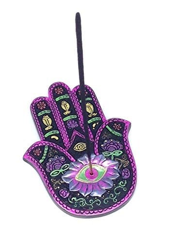 Hamsa Hand Incense Burner Black Fuchsia