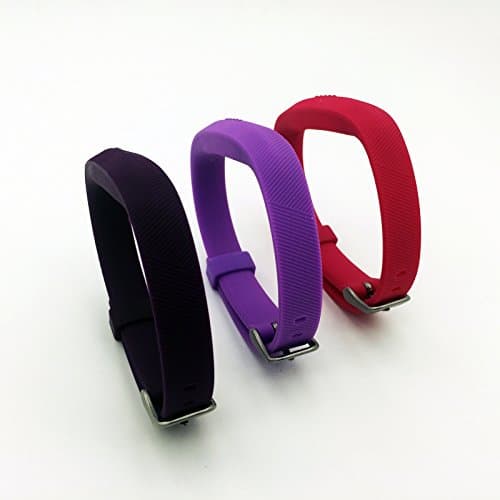 3pcs Fitbit Flex 2 Bands,Metal Buckle Designer Replacement Wrist Bands For Fitbit Flex 2 Prevent the Tracker Fall Off (dark purple+ purple+rose, Fit(6.2"-8.8"))