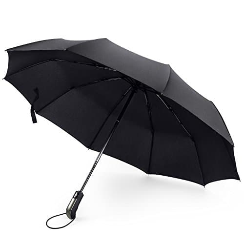 Arxee Travel Windproof Umbrella, Automatic Compact Lightweight Reinforced Golf Canopy Unisex with Ergonomic Handle (Black) 42 Inches