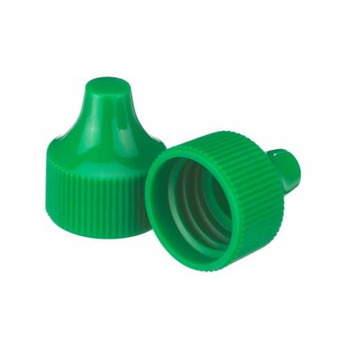 Wheaton 242526 Tip for 20-410 Screw Cap and 30-125mL Dropping Bottles, 20 mm Diameter, Polypropylene, Green (Pack of 100)