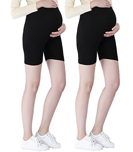 Maternity Ultra Thin Stretch Short Leggings Plain Black