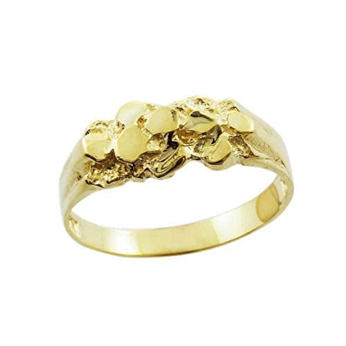 Solid 10k Yellow Gold Polished Nugget Baby Ring (Size 4.5)