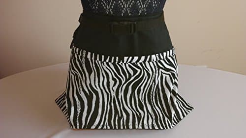 ADJUSTABLE NO - TIE APRON/Zebra print -black and white / 3 Lined Pockets Waist Apron with attached swivel key holder/Double sided buckles/One size fits most/For women and teens