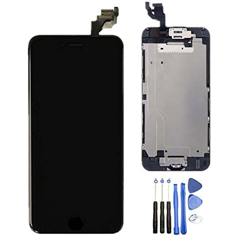 LLLtrade For iPhone 6 Plus (5.5 inch) Full Assembly Replacement LCD Display Screen, Facing Proximity Sensor + Ear Speaker+ Front Camera + Home Button (Without Touch ID) (Black)