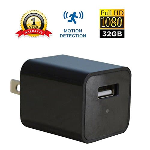 HIDDEN SPY CAM CAMERA SC-01 - USB Wall Charger Camera | HD 1080P | Built-in 32GB Internal Memory | Motion Activated | Home Security Monitor Camcorder | Nanny Cam | No Hole | Batteryless