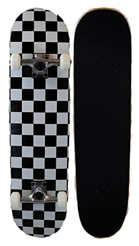 Runner Sports Complete Full Size Maple Checkerboard Deck Skateboard (White)