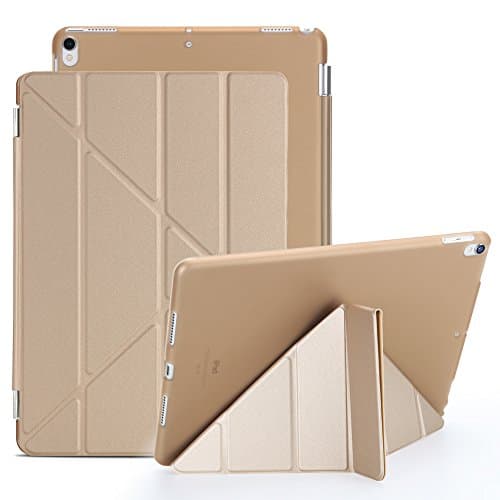 iPad Pro 10.5 Case, XULIS Two-Piece Separated Design Stand Transparent Back Cover Slim Auto Wake up/Sleep Function Protective Case for Apple iPad Pro 10.5 2017 Release (Multi- fold Gold)