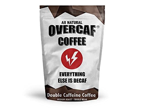 Overcaf Coffee - Medium Roast Whole Bean - High Caffeine - High Quality Fresh Beans - The Strongest High Energy Coffee - (1 Pound)