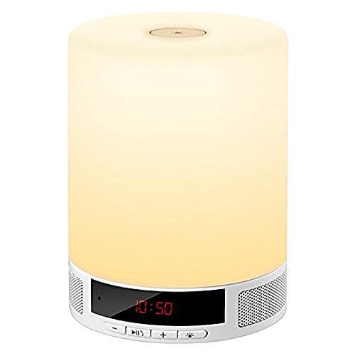 Jmline Night Light with Bluetooth Speaker, Nightlights for Kids, Dynamic Color Changing Mode, Bedside Lamp, Support SD TF Card, Alarm Clock, Hands-Free Calls, LED Time Display