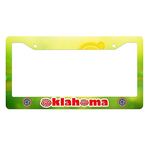 Nuoyizo Oklahoma License Plate Frame Slim Car Tag Frame Plastic License Plate Cover With Two Holes And Two Chrome Screw Caps