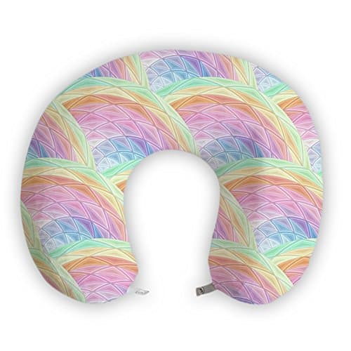 EnjoyIt Folded Rainbows U-Shape Neck Pillow with Perfect Design Cloth with Soft Nap Surface and High Quality Memory Foam Insert