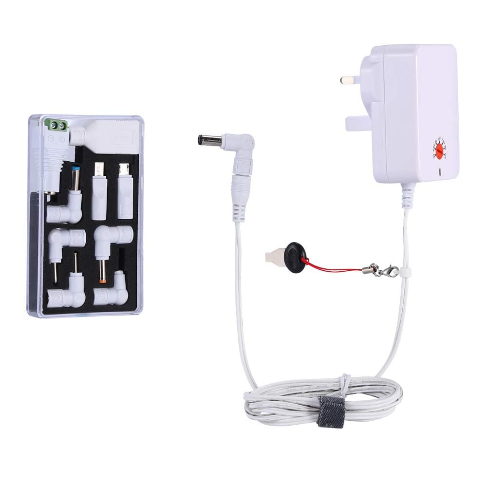 DEYF 18W Universal AC Adapters DC 3V 4.5V 5V 6V 7.5V 9V 12V Multi Voltage Switching Power Adapter + 10 DC Tips For household,office Electronic Device (White）