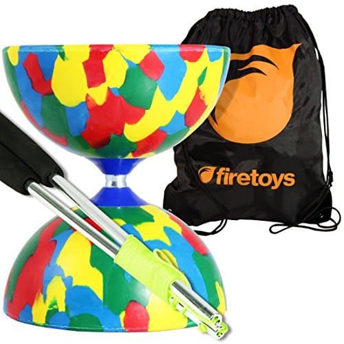 Jester Medium Diabolo (Mix) with Aluminium Diablo Sticks (incl string) &amp; FT Bag by Firetoys Diabolo