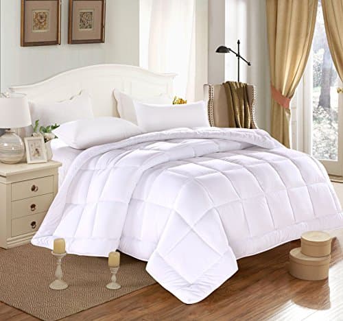 Everest DUVET INSERT Luxury White Down Alternative Quilted Reversible Comforter/Bedspread ULTRA FLUFFY w/Plush Polyester Fill Medium weight 5.75 lb All Year Use Box Stitched Design (White, Full 86x86)