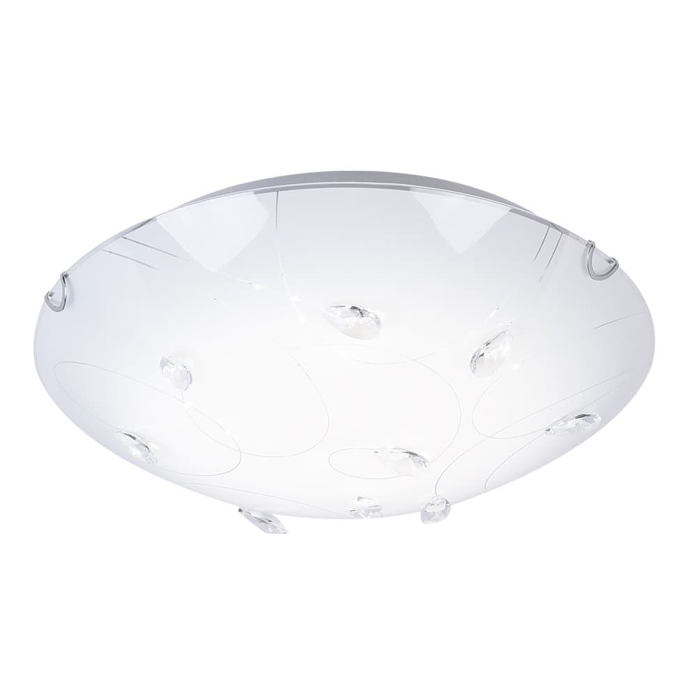 Auffel Flush Mount Light,Dimmable LED Ceiling Light K9 Crystal+Glass+Metal Minimalist Roundness Lamp,11-Inch 4000K Daylight White1320ML,Modern Chandelier Lighting for Porch,Balcony,Bathroom,Basement