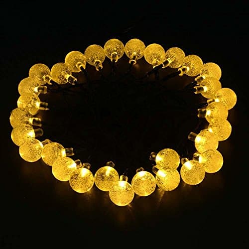 HEYDO Solar Outdoor String Lights 20ft 30 LED Warm White Crystal Ball Solar Powered Globe Fairy Lights for Garden Fence Path Landscape Decoration (30 LED Warm White)