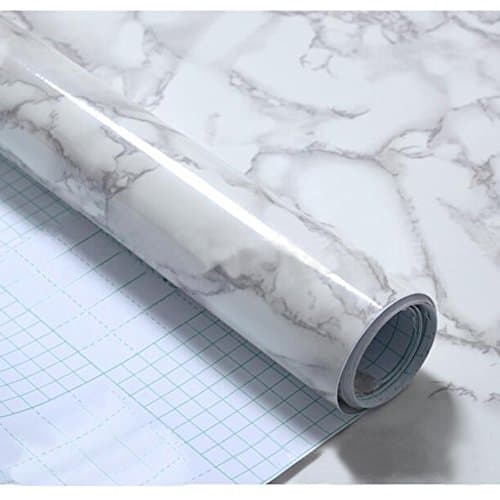 Granite Marble Effect Wall Self Adhesive Peel Stick Rolling(60X50cm,White stone)