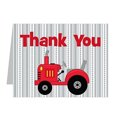 Farm Tractor Thank You Notes for Kids (12 Notes and Envelopes Included) Top-folding, 5.5" x 4.25"