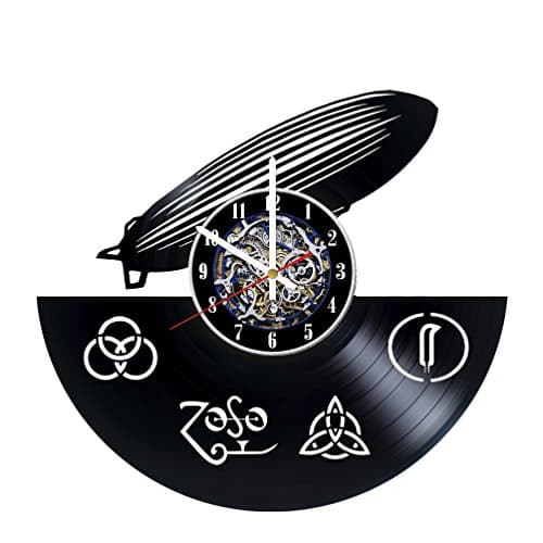 Led Zeppelin Design Wall Clock Made From Used Vinyl Record - Get unique living room wall decor - Gift ideas for adults and youth – Unique Music Fan Art