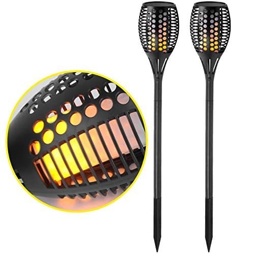 Solar Garden Torch Light, CRELAND 96 LED Flickering Path Dancing Flame Waterproof Outdoor Landscape Lights for Patio Deck yard Wedding Party (2 Pack)