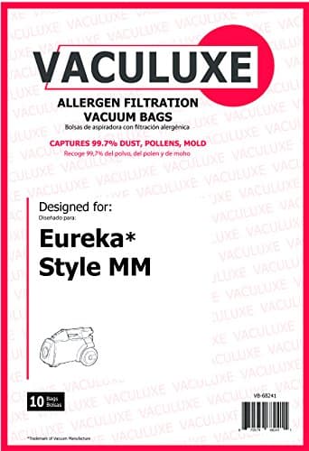 Eureka 60295C Vacuum Bags - Replacement for MM Mighty Mite Model 3670 & 3680 & Part Numbers 60297A, 60295, 60296, 60297, 60295B - 10 Pack - By Vaculuxe