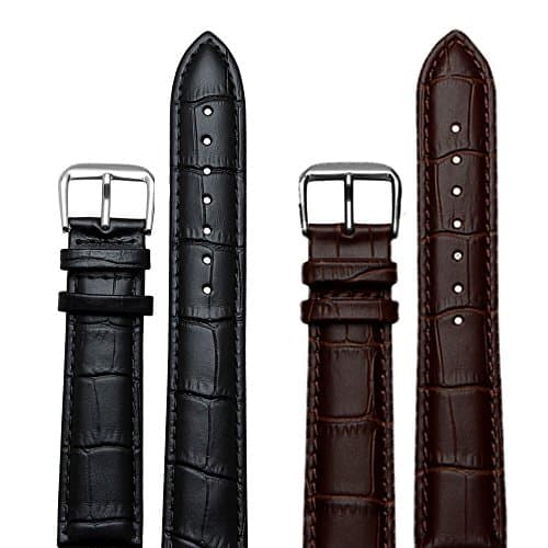 (Twin Pack) 20mm Leather Watch Strap Black/Brown