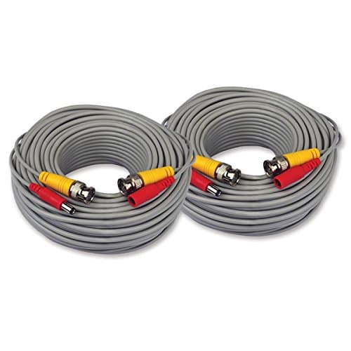 ISEEUSEE 2 Pack 60 Feet Pre-Made All-in-One BNC Video Power CCTV Security Surveillance Camera Extension Cables (60FT-2 Pack)