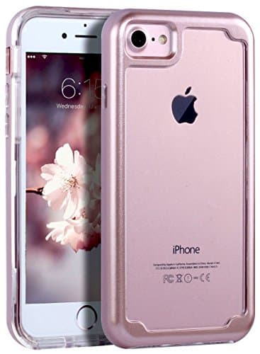 IPhone7 Case / IPhone8 Case with Slim Clear Soft Rubber Bumper and Shock Absorption，TPU Cover Hybrid Protective and Dual-Layer Hybrid Sturdy Armor, Rose Gold