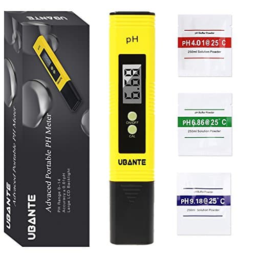UBANTE Digital PH Meter / PH Tester / Mini Water Quality Tester for Household Drinking Water, Hydroponics, Aquariums, Swimming Pools, 0.01PH Resolution - Extra PH Calibration Solution Mixture