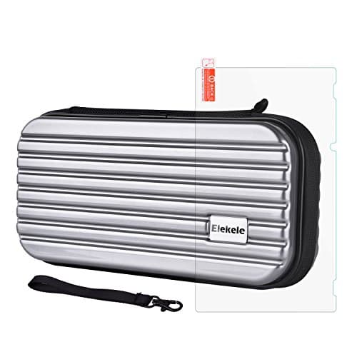 Carry Case for Nintendo Switch - Elekele Protective Portable Case Shell Pouch 12 Card Slots Design for Nintendo Switch Game Console &amp; Accessories (Silver, PC)