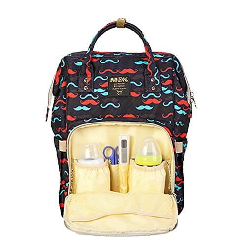 Loodial Diaper Bag Multi-Function Waterproof Travel Backpack Nappy Bags for Baby Care,Durable, (Beard party - black)