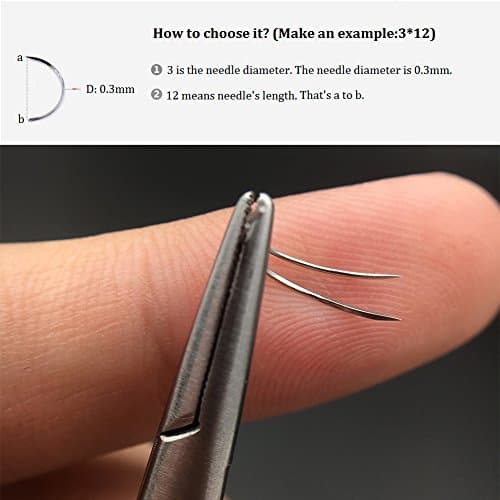 1/2 Circle Curved Surgical Suture Needle for Training &amp; Doctor Pack of 100 (4x12, Conventional Cutting Needle)