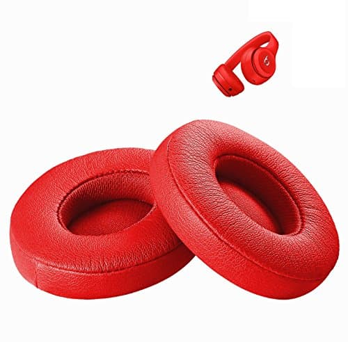 Beats Replacement Ear Pads for Solo 3.0/2.0 Wireless On Ear Headphones, Ear Cushion Made of Protein Leather and Memory Foam (Red)