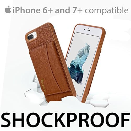 iSkipper iPhone Wallet Protective Case |Stand able Shockproof Hybrid Cover | Combined PC &amp; TPU | PU Back Leather | RFID Protection Technology | For iPhone 6 Plus &amp; 7 Plus | Multiple Credit Cards Slots