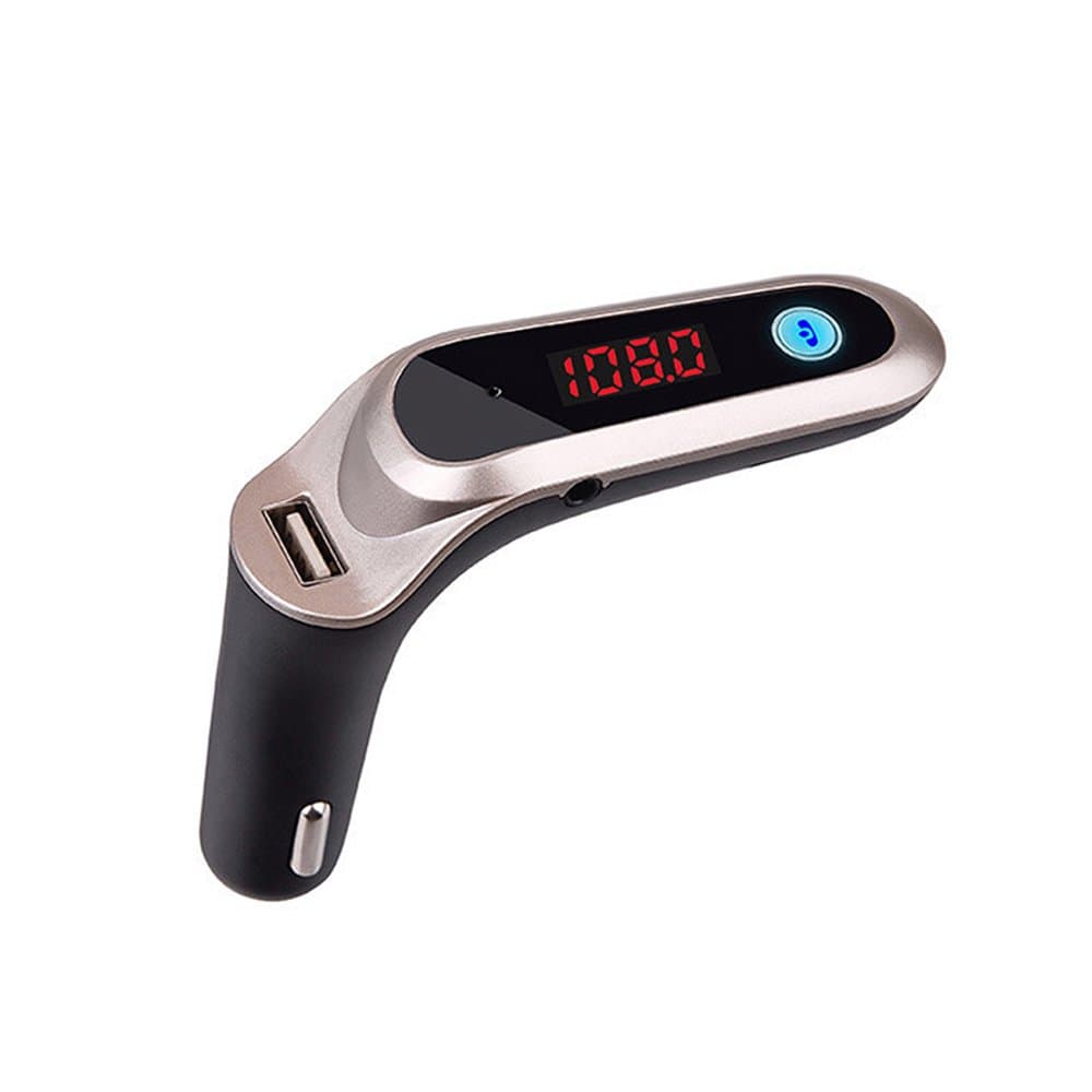 Fuloophi Car Bluetooth HandsFree FM Modulator Wireless Bluetooth Car MP3 Player FM Transmitter with 5V /2.5A USB Car Charger (Gold)