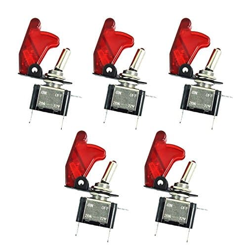 Car Red Cover Red LED Toggle Switch Pack of 5