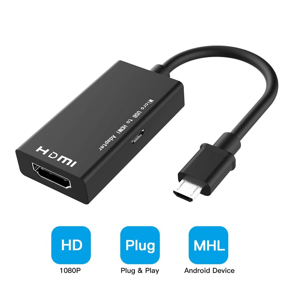 MHL to HDMI, Micro USB to HDMI Converter for Android Smart Phones and Tablets with MHL Function Support 1080P High Definition Resolution